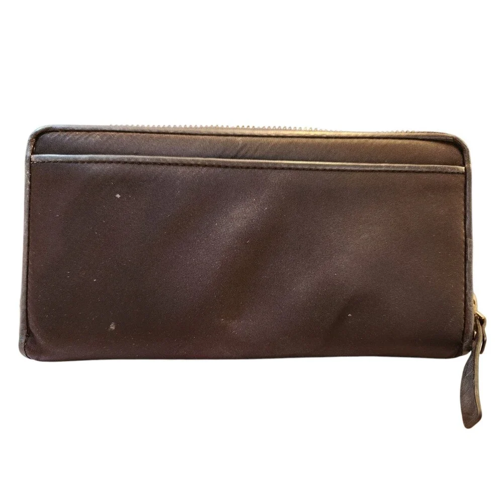 Kate Spade Nylon & Leather Trim Black Zip Around Wallet - Picture 3 of 10